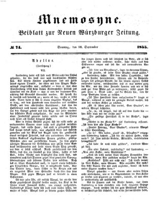 Mnemosyne (Neue Würzburger Zeitung) Sonntag 16. September 1855