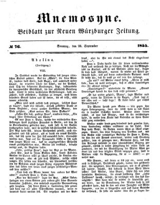 Mnemosyne (Neue Würzburger Zeitung) Sonntag 23. September 1855