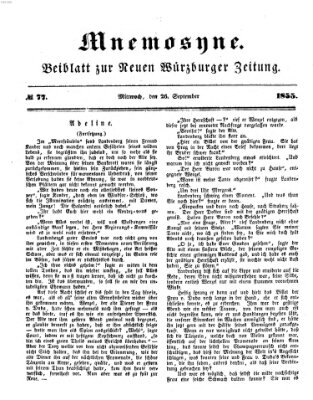 Mnemosyne (Neue Würzburger Zeitung) Mittwoch 26. September 1855