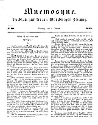 Mnemosyne (Neue Würzburger Zeitung) Sonntag 7. Oktober 1855