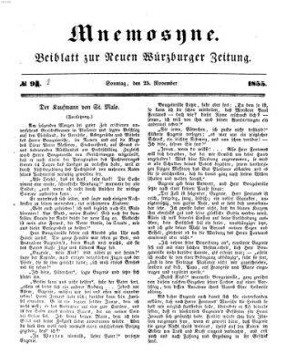 Mnemosyne (Neue Würzburger Zeitung) Sonntag 25. November 1855