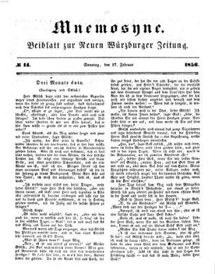 Mnemosyne (Neue Würzburger Zeitung) Sonntag 17. Februar 1856