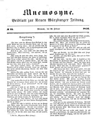 Mnemosyne (Neue Würzburger Zeitung) Mittwoch 20. Februar 1856