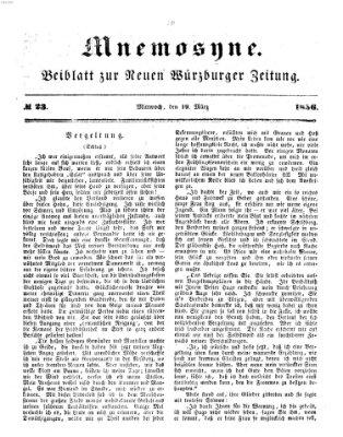 Mnemosyne (Neue Würzburger Zeitung) Mittwoch 19. März 1856