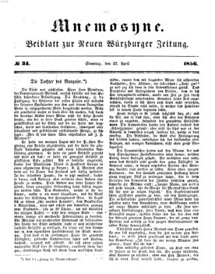 Mnemosyne (Neue Würzburger Zeitung) Sonntag 27. April 1856