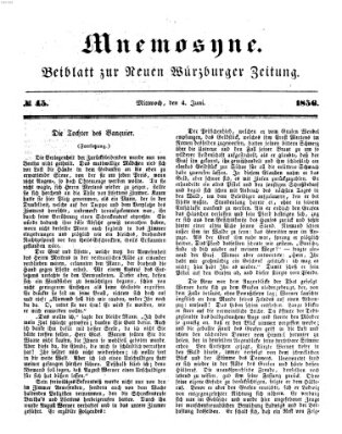 Mnemosyne (Neue Würzburger Zeitung) Mittwoch 4. Juni 1856