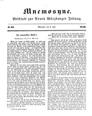 Mnemosyne (Neue Würzburger Zeitung) Mittwoch 2. Juli 1856