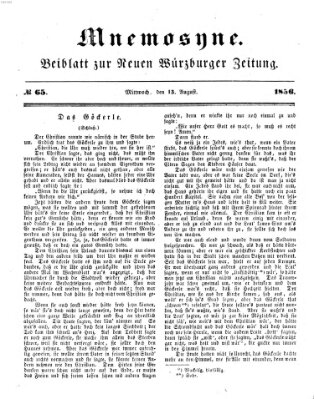 Mnemosyne (Neue Würzburger Zeitung) Mittwoch 13. August 1856