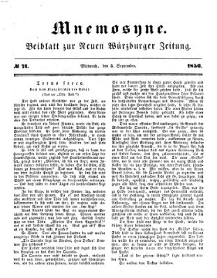 Mnemosyne (Neue Würzburger Zeitung) Mittwoch 3. September 1856