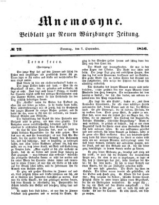 Mnemosyne (Neue Würzburger Zeitung) Sonntag 7. September 1856