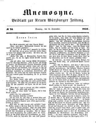 Mnemosyne (Neue Würzburger Zeitung) Sonntag 14. September 1856