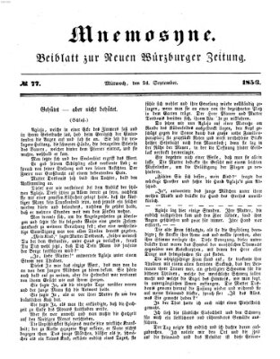 Mnemosyne (Neue Würzburger Zeitung) Mittwoch 24. September 1856