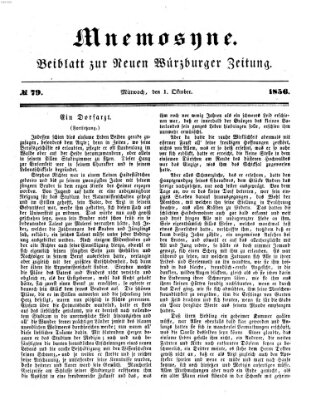 Mnemosyne (Neue Würzburger Zeitung) Mittwoch 1. Oktober 1856