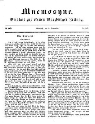 Mnemosyne (Neue Würzburger Zeitung) Mittwoch 5. November 1856