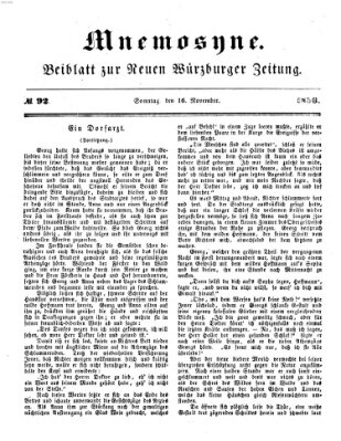 Mnemosyne (Neue Würzburger Zeitung) Sonntag 16. November 1856