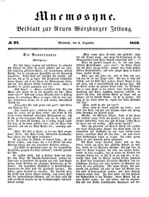 Mnemosyne (Neue Würzburger Zeitung) Mittwoch 3. Dezember 1856