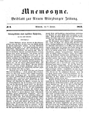 Mnemosyne (Neue Würzburger Zeitung) Mittwoch 7. Januar 1857