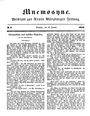 Mnemosyne (Neue Würzburger Zeitung) Sonntag 18. Januar 1857