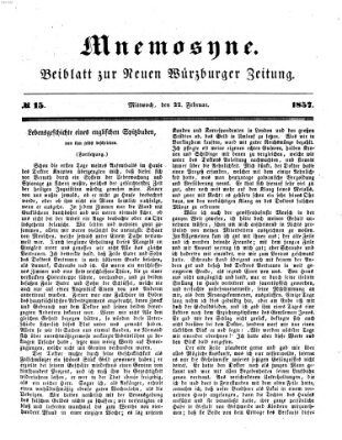 Mnemosyne (Neue Würzburger Zeitung) Sonntag 22. Februar 1857