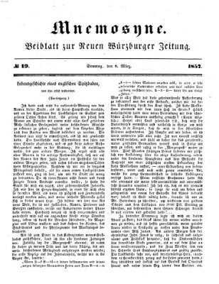 Mnemosyne (Neue Würzburger Zeitung) Sonntag 8. März 1857