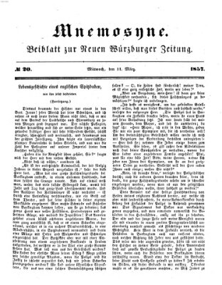 Mnemosyne (Neue Würzburger Zeitung) Mittwoch 11. März 1857