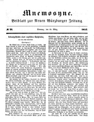 Mnemosyne (Neue Würzburger Zeitung) Sonntag 15. März 1857