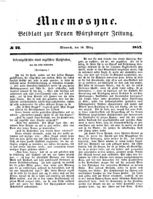 Mnemosyne (Neue Würzburger Zeitung) Mittwoch 18. März 1857