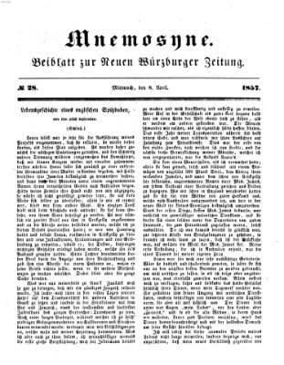 Mnemosyne (Neue Würzburger Zeitung) Mittwoch 8. April 1857