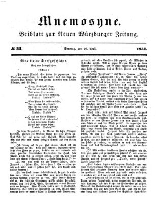 Mnemosyne (Neue Würzburger Zeitung) Sonntag 26. April 1857