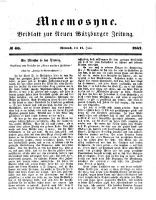 Mnemosyne (Neue Würzburger Zeitung) Mittwoch 10. Juni 1857