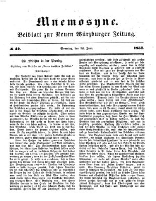 Mnemosyne (Neue Würzburger Zeitung) Sonntag 14. Juni 1857