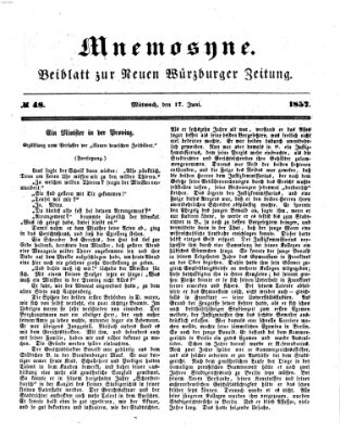 Mnemosyne (Neue Würzburger Zeitung) Mittwoch 17. Juni 1857