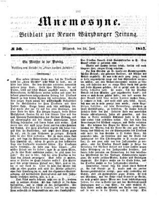 Mnemosyne (Neue Würzburger Zeitung) Mittwoch 24. Juni 1857