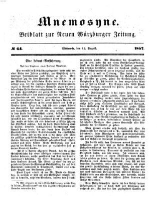 Mnemosyne (Neue Würzburger Zeitung) Mittwoch 12. August 1857