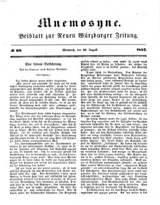 Mnemosyne (Neue Würzburger Zeitung) Mittwoch 26. August 1857