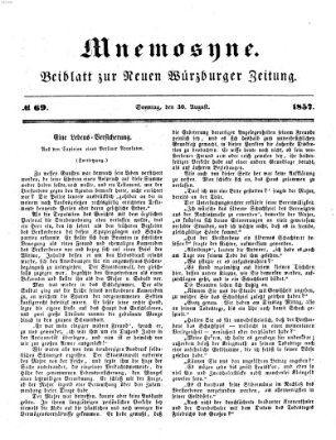 Mnemosyne (Neue Würzburger Zeitung) Sonntag 30. August 1857