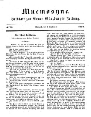 Mnemosyne (Neue Würzburger Zeitung) Mittwoch 2. September 1857