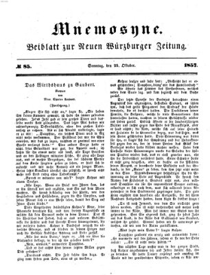 Mnemosyne (Neue Würzburger Zeitung) Sonntag 25. Oktober 1857