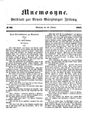 Mnemosyne (Neue Würzburger Zeitung) Mittwoch 28. Oktober 1857