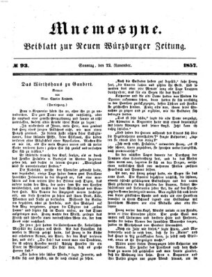 Mnemosyne (Neue Würzburger Zeitung) Sonntag 22. November 1857