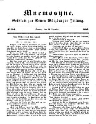 Mnemosyne (Neue Würzburger Zeitung) Sonntag 20. Dezember 1857