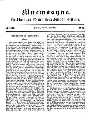 Mnemosyne (Neue Würzburger Zeitung) Sonntag 27. Dezember 1857