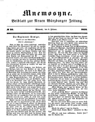 Mnemosyne (Neue Würzburger Zeitung) Mittwoch 3. Februar 1858