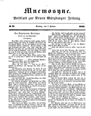 Mnemosyne (Neue Würzburger Zeitung) Sonntag 7. Februar 1858