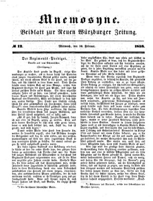 Mnemosyne (Neue Würzburger Zeitung) Mittwoch 10. Februar 1858