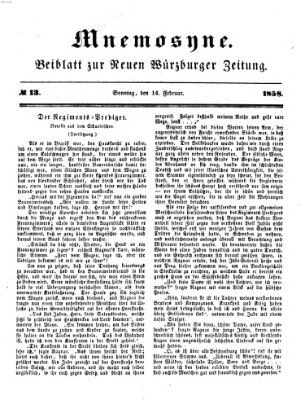 Mnemosyne (Neue Würzburger Zeitung) Sonntag 14. Februar 1858