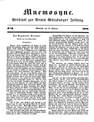 Mnemosyne (Neue Würzburger Zeitung) Mittwoch 17. Februar 1858