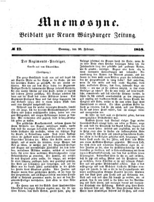 Mnemosyne (Neue Würzburger Zeitung) Sonntag 28. Februar 1858