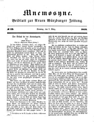 Mnemosyne (Neue Würzburger Zeitung) Sonntag 7. März 1858