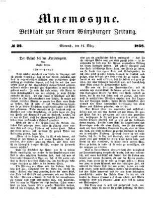 Mnemosyne (Neue Würzburger Zeitung) Mittwoch 17. März 1858